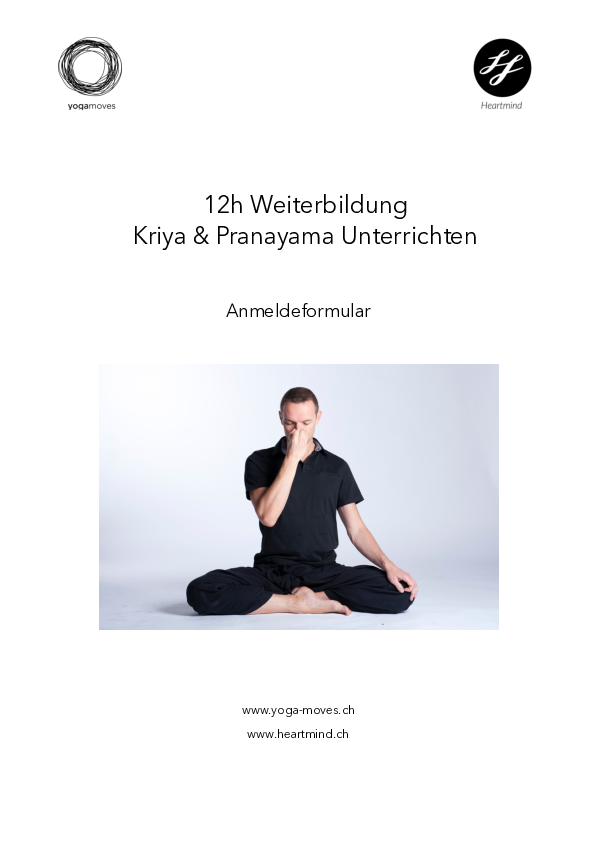 Anmeldung Weiterbildung Pranayama und Kriya